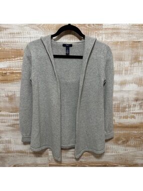 GAPKids Girls Light Gray Open-Front Hooded Cardigan in Size L